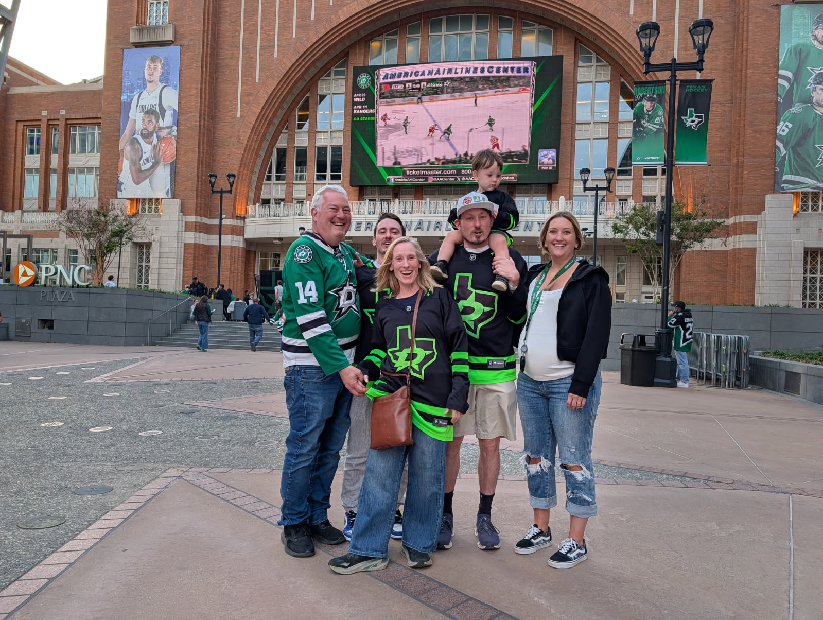 Ryan Schmid with his family outside the American Airlines Center in Dallas